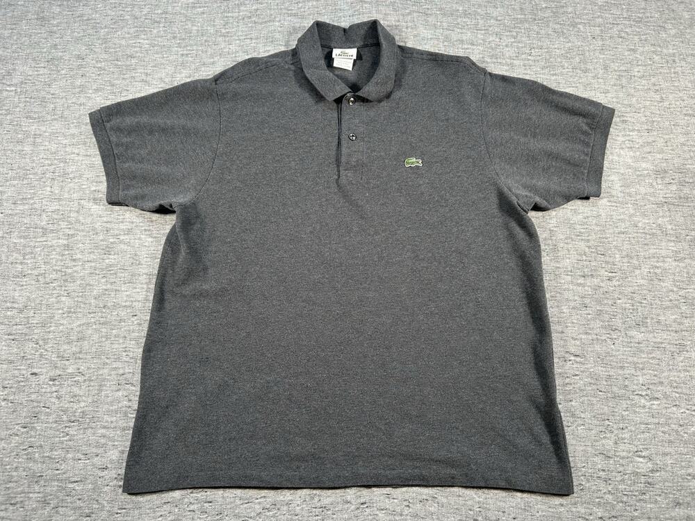 Lacoste Polo Shirt Mens XXL 7 Grey Short Sleeve Cotton Classic Golf Casual